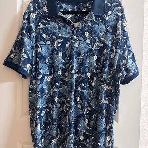 Perry Ellis Navy Blue Floral Polo